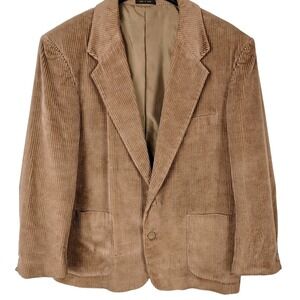 Members Only Mens Corduroy Blazer Tan Brown 2 Button Sport Coat 42S Cotton T248